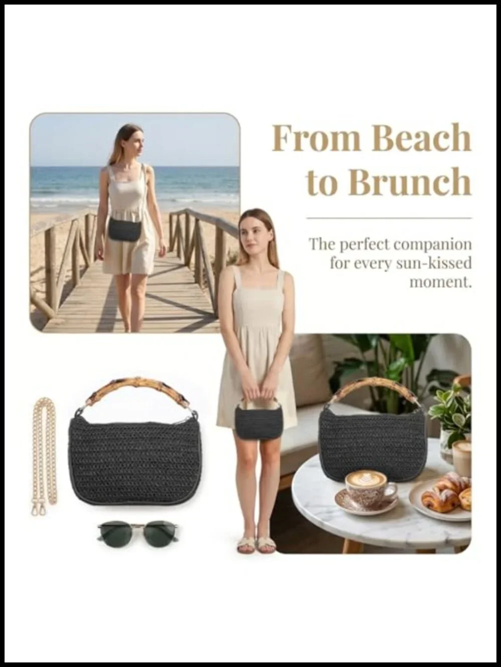 Straw Clutch Purse Women Woven Beach Hobo Tote Crossbody Bag Summer Vacation